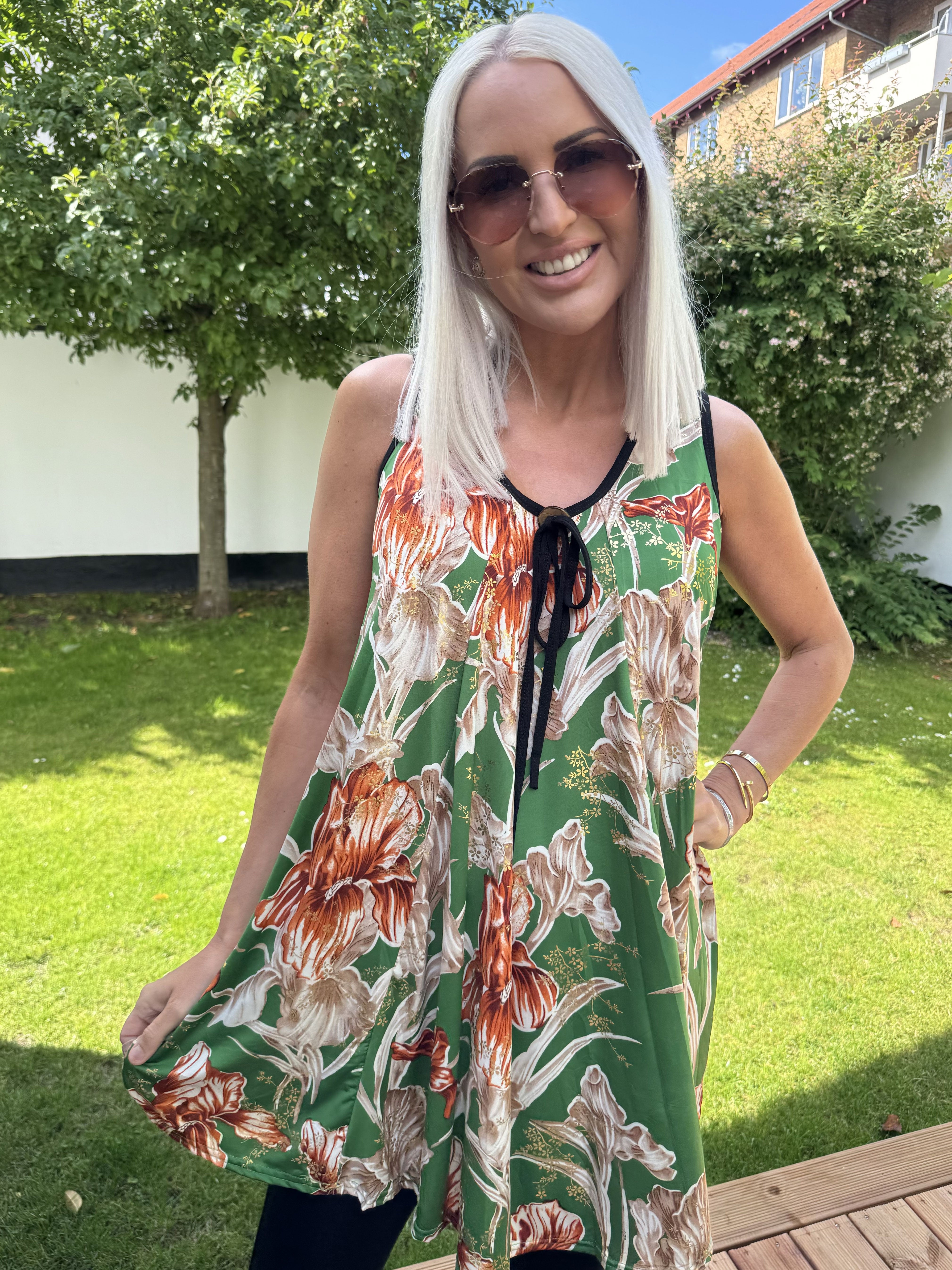 Palma Spring - Lang mønstret tunika i elastisk stof